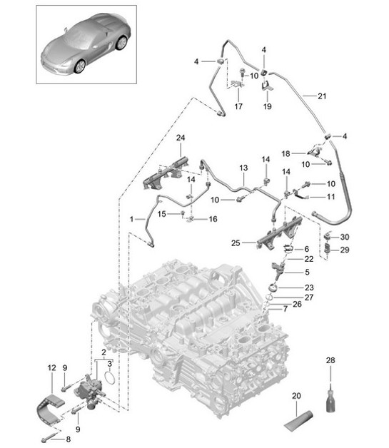 Diagram 107-005 Porsche Cayenne Turbo V8 4.8L Petrol 500HP Engine