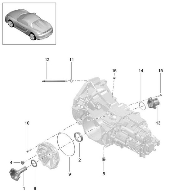 Diagram 302-005 Porsche 997 Carrera 2S 3.8L 2005>> Übertragung