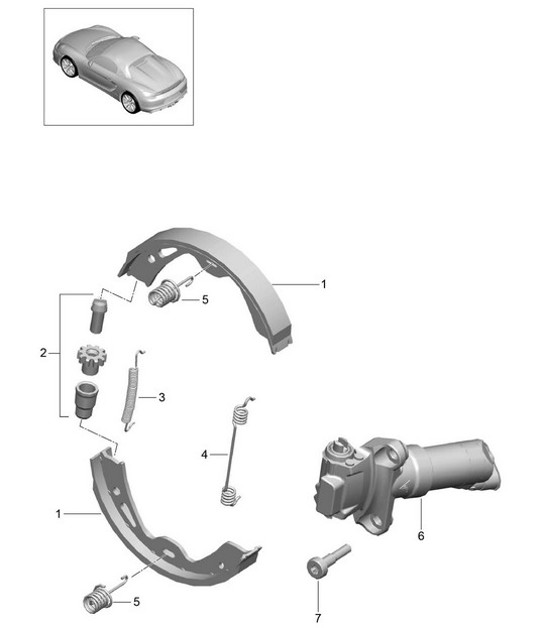 Diagram 603-005 Porsche Cayman T 718 2.0L PDK (300 Bhp) Wheels, Brakes