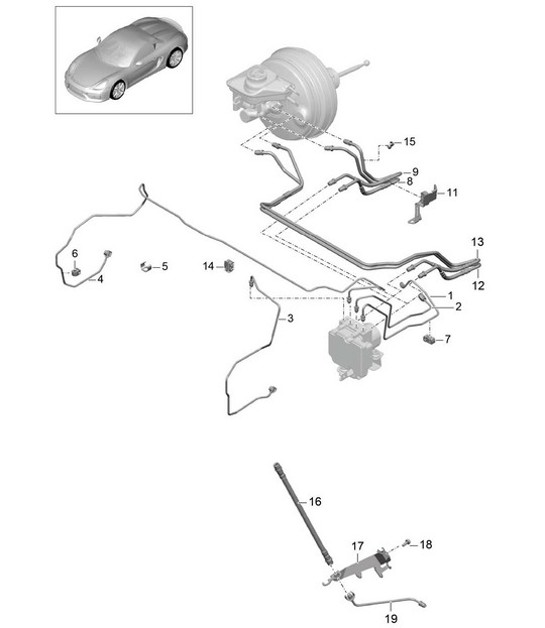 Diagram 604-005 Porsche Cayman GTS 718 4.0L 手动（400 马力） 车轮、制动器