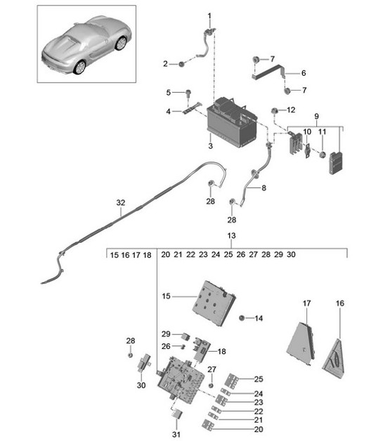 Diagram 902-006 Porsche Cayman S 3.4L 981 2013-16 Electrical equipment
