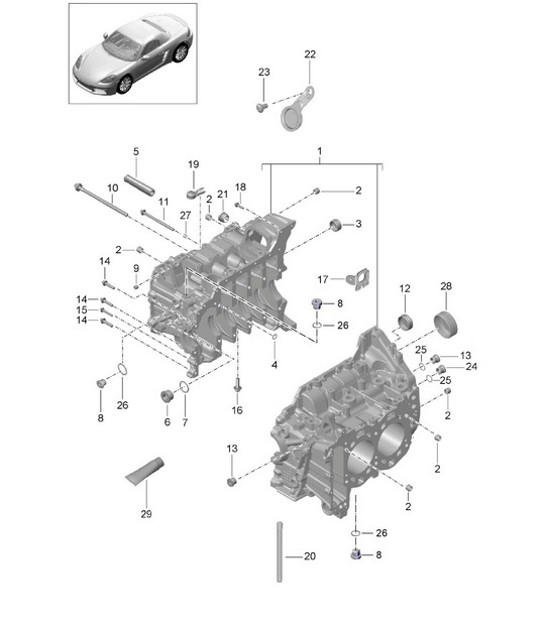 Diagram 101-005 Porsche Boxster 986 2.7L 1999-02 Motor
