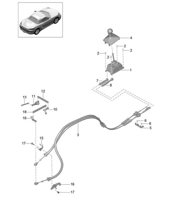 Diagram 701-000 Porsche Cayenne Turbo/Turbo S 4.8L 2007>> Système de levier manuel, groupe de pédales 