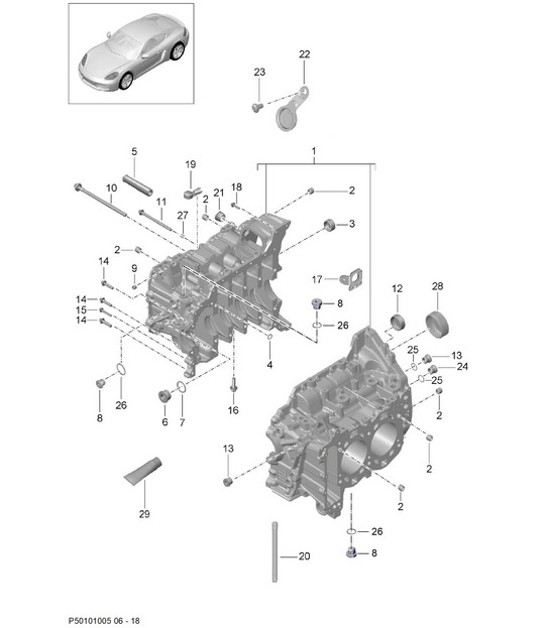 Diagram 101-005 Porsche Cayman GT4 3.8L 2015-16 Motor