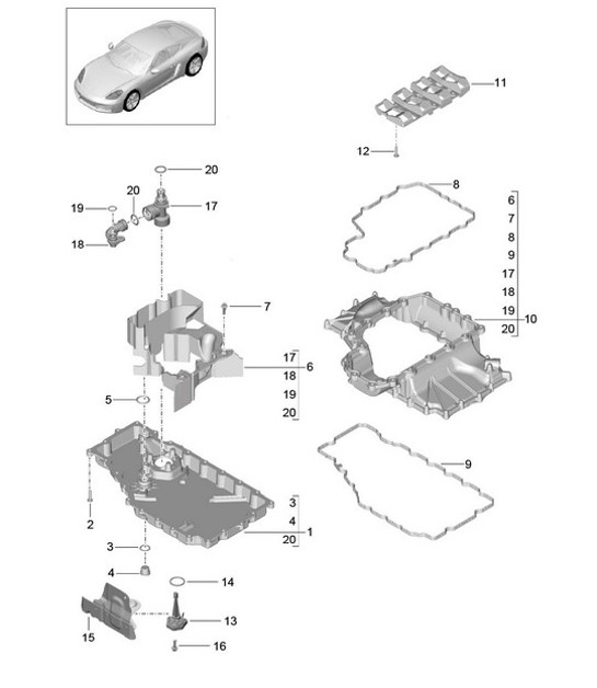 Diagram 104-002 Porsche Boxster 986 2.7L 2003-04 Motor