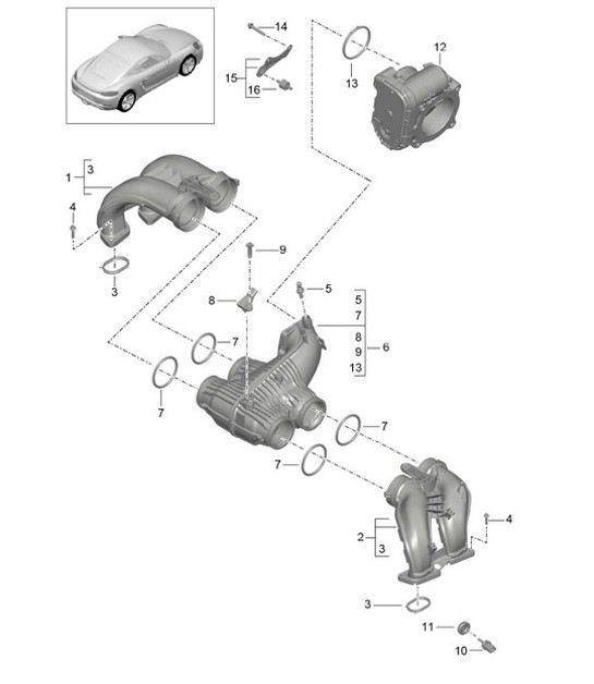 Diagram 107-010 Porsche Cayman GT4 3.8L 2015-16 Motor