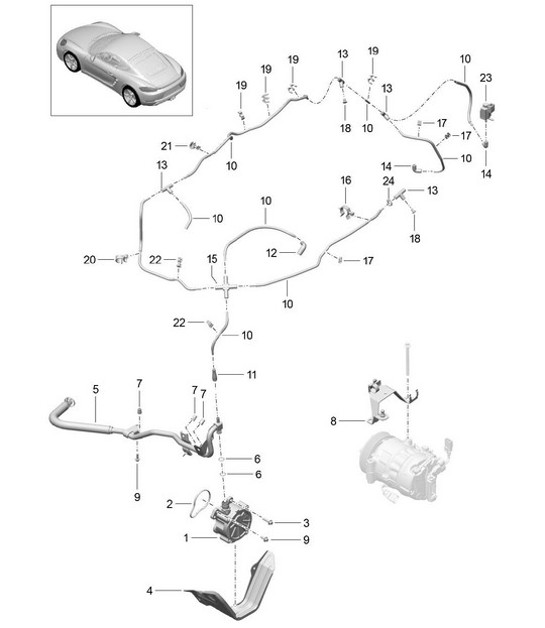 Diagram 107-015 Porsche Boxster T 718 2.0L 手动（300 马力） 引擎