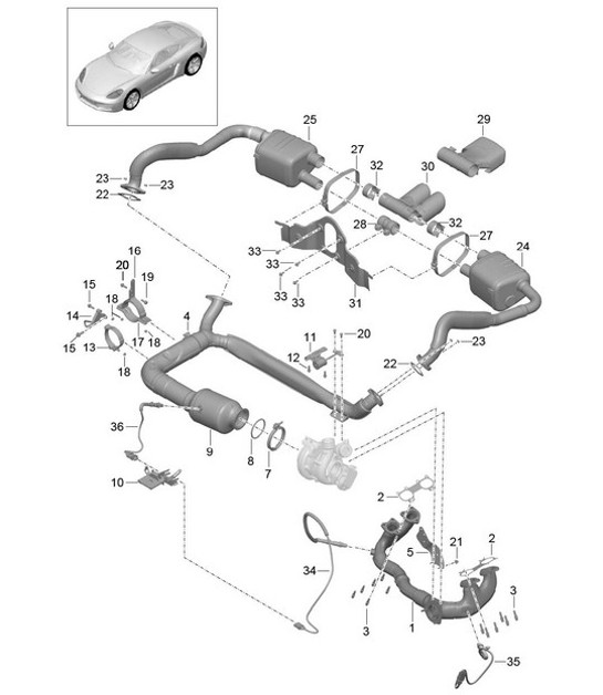 Diagram 202-000 Porsche Cayenne S/GTS 4.8L 2007>> Sistema di alimentazione, sistema di scarico