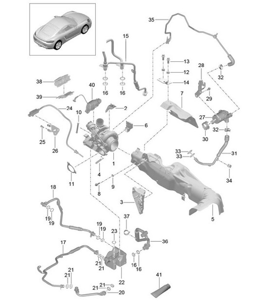 Diagram 202-005 Porsche Macan GTS Petrol 3.0L V6 360Bhp Fuel System, Exhaust System