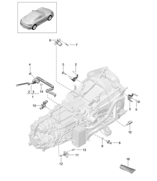 Diagram 302-010 Porsche Boxster S 981 3.4L 2012-2016 Overdragen