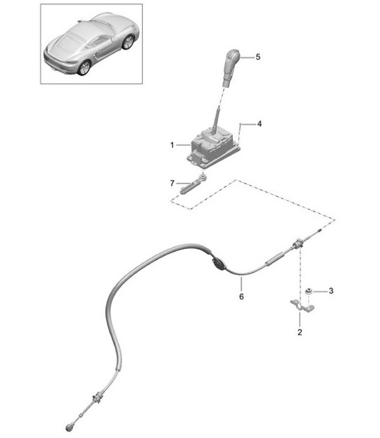 Diagram 701-050 Porsche Cayman 718 (982) 2017>> Hendelsysteem, pedaalcluster 