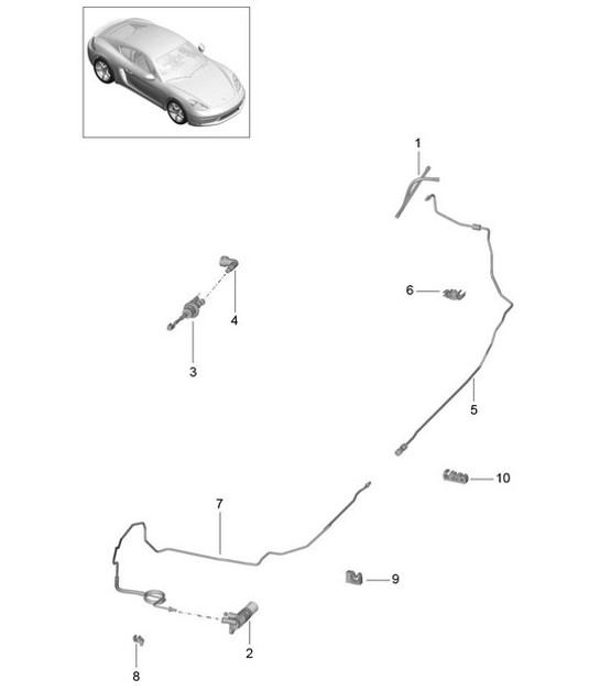 Diagram 703-000 Porsche 991 Carrera C4 3.4L (350Bhp) Hand Lever System, Pedal Cluster 