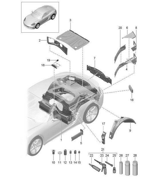 Diagram 801-035 Porsche Cayman S 718 2.5L Manual (350Bhp) Body