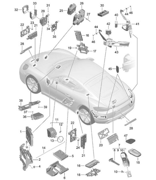 Diagram 901-004 Porsche 991 (911) MK2 2016-2018 Materiale elettrico