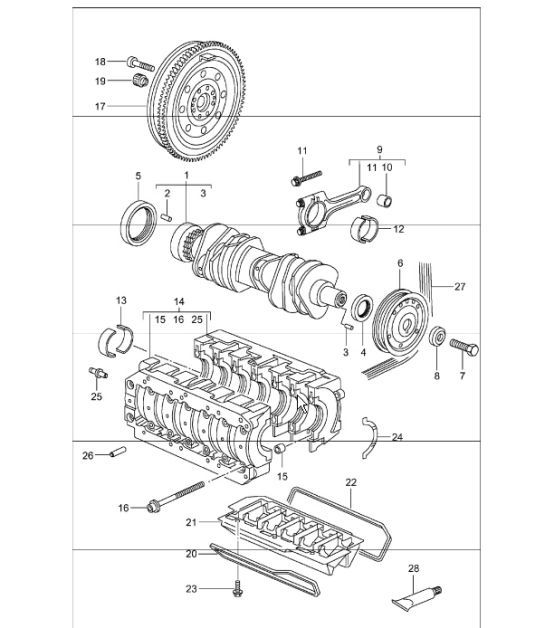 Diagram 102-00 Porsche Macan (95B) MK1 (2014-2018) Engine