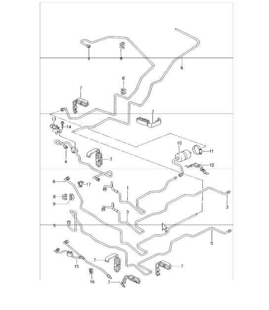 Diagram 201-05 Porsche Cayenne V6 3.0L Diésel 245 CV Sistema de combustible, sistema de escape