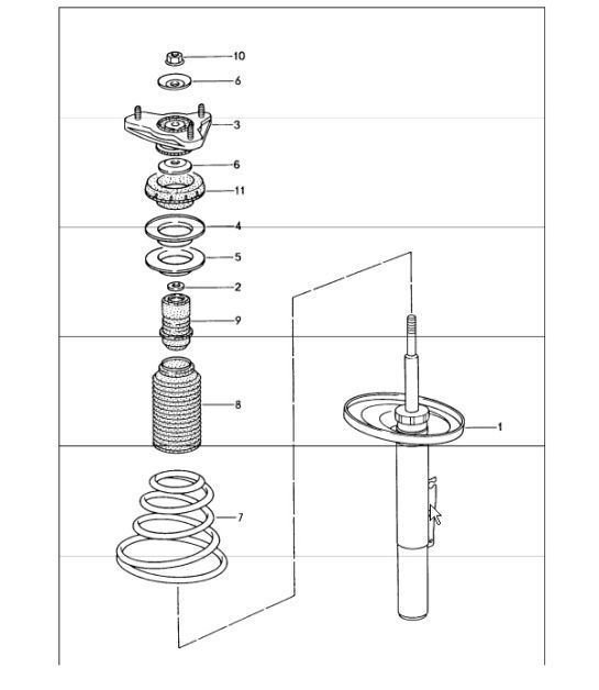 suspension shock absorber strut 986 Boxster 199704 Porsche Parts