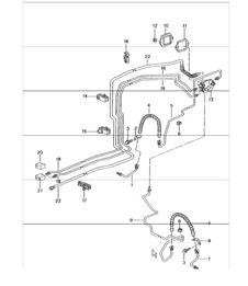 brake lines, front axle, underbody, vacuum line for 986 Boxster 1997-04