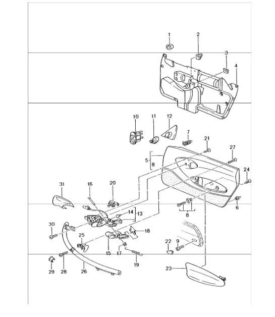 door trim panel accessories 986 Boxster 199704 Porsche Parts
