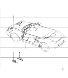 wiring harnesses: passenger compartment, glove compartment, FRONT luggage compartment, repair kit, anti-lock brake system, brake pad wear indicator, front axle for 986 Boxster 1997-04