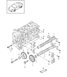 Nokkenas / hydraulische stoter / nokkenasversteller (model: A120,A121) 987.2 Boxster / Boxster S 2009-12