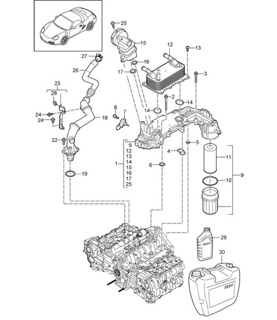 Diagram 104-005 Porsche 991 Targa 4 3.0L (370 Bhp) Engine