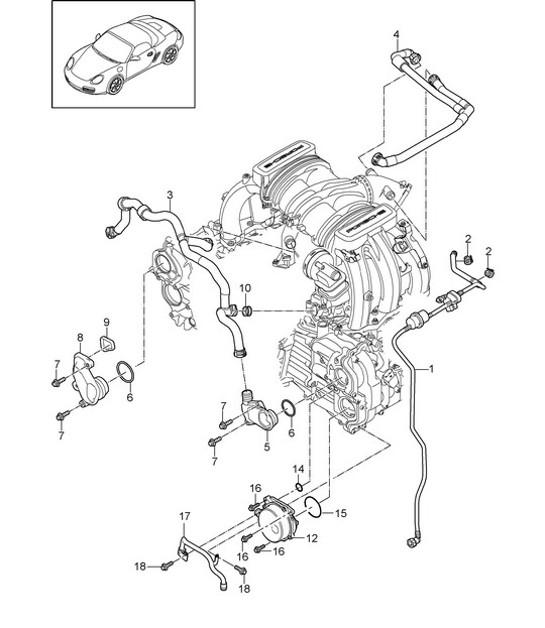 Diagram 104-010 Porsche Cayman T 718 2.0L PDK (300 PS) Motor