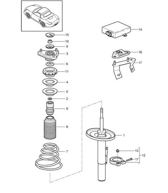 Suspension / Shock absorber strut 987.2 Boxster / Boxster S 200912
