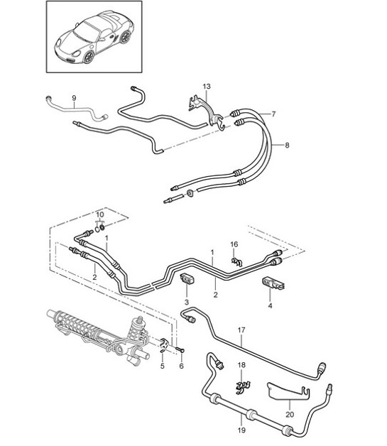 Diagram 403-001 Porsche 991 Targa 4 3.0L (370 PS) Vorderachse, Lenkung 