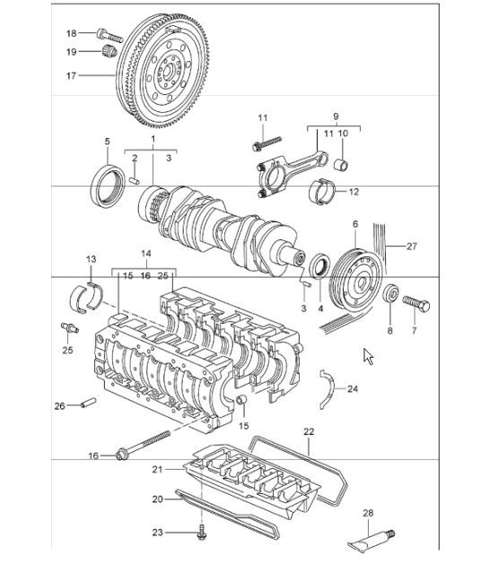 Diagram 102-00 Porsche Boxster GTS 718 4.0L 手动（400 马力） 引擎