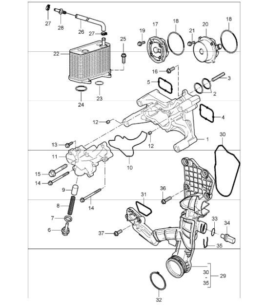 Diagram 104-00 Porsche Boxster 986/987/981 (1997-2016) Motore