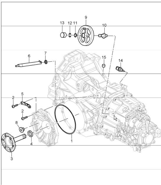 Diagram 302-05 Porsche Cayman S 3.4L 981 2013-16 Transmisión
