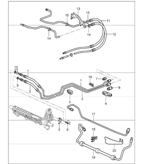 Diagram 403-01 Porsche 997 MKII GT3 2010>> Vorderachse, Lenkung 