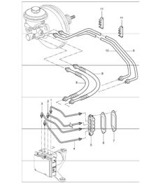 brake lines, body front section 987 Boxster / Boxster S 2005-08