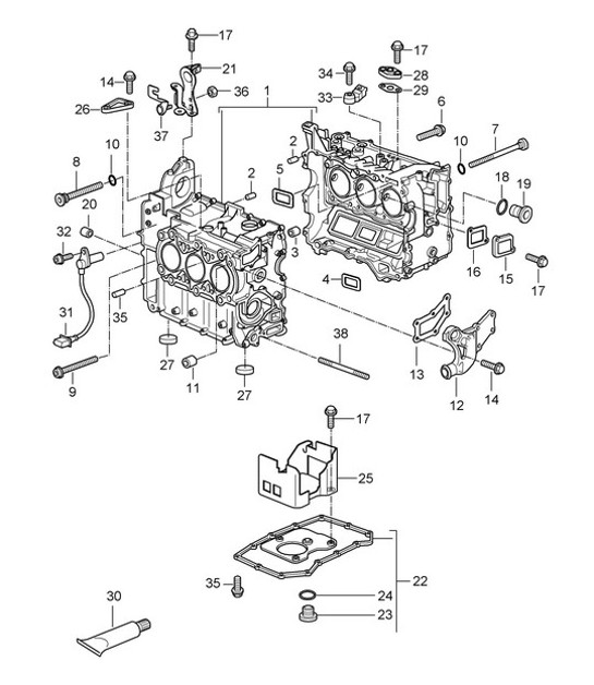 Diagram 101-005 Porsche Cayman T 718 2.0L PDK (300 PS) Motor