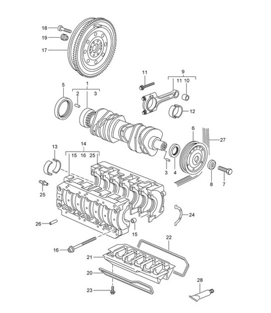 Diagram 102-000 Porsche Boxster T 718 2.0L Manual (300 ch) Moteur
