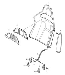 Backrest shell / Bucket seat / Collapsible / Accessories 987C.1 Cayman / Cayman S 2008>>