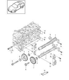 Nokkenas / hydraulische stoter / nokkenasversteller (model: A120,A121) 987C.2 Cayman 2,9L / 3,4L 2009-12
