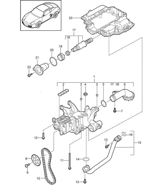 Diagram 104-000 Porsche Boxster S 981 3.4L 2012-16 Motor