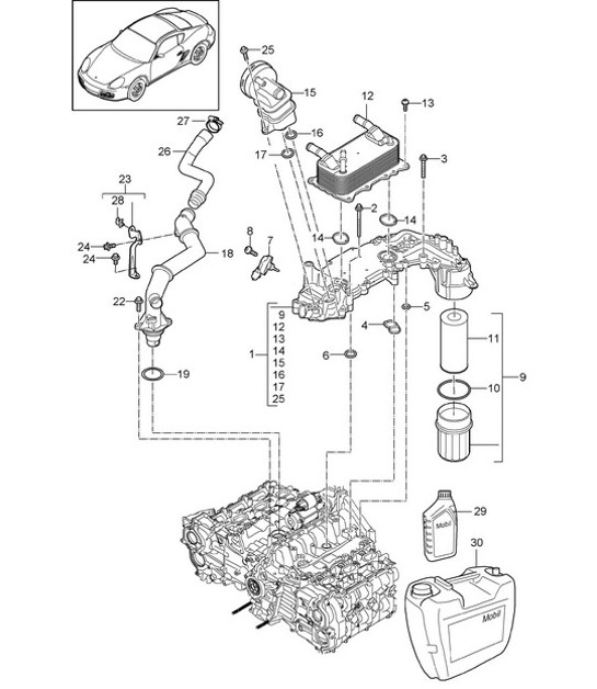 Diagram 104-005 Porsche Macan S Diesel 3.0L V6 258 ch Moteur