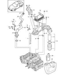 Lubrification moteur (Modèle : A120,A121) 987C.2 Cayman 2,9L / 3,4L 2009-12