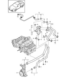 Connection / Water pipe (Model: A120,A121) 987C.2 Cayman 2.9L / 3.4L 2009-12