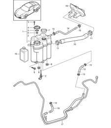 Sistema di raffreddamento del liquido di raffreddamento (Modello: A120,A121) 987C.2 Cayman 2.9L / 3.4L 2009-12