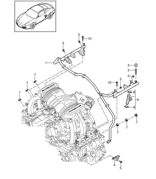 Diagram 107-007 Porsche Boxster 986/987/981 (1997-2016) Motor