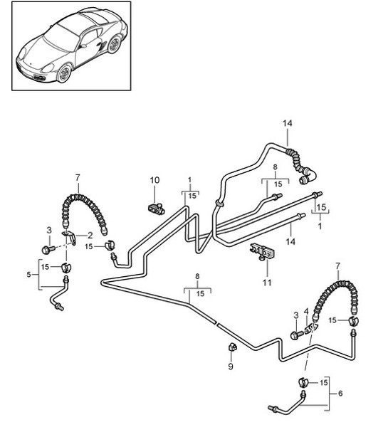 Diagram 604-015 Porsche Boxster 986/987/981 (1997-2016) Wheels, Brakes