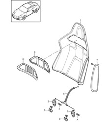 Backrest shell bucket seat / Collapsible / Accessories 987C.2 Cayman 2009-12