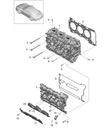 Cilinderkop met: Kleppen / Cilinderkoppakking / Kleppendeksel 991.1 2012-16