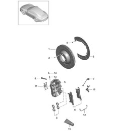 Disc brake / Rear axle - Carrera 2, Carrera 2S, GTS - 991.1 2012-16
