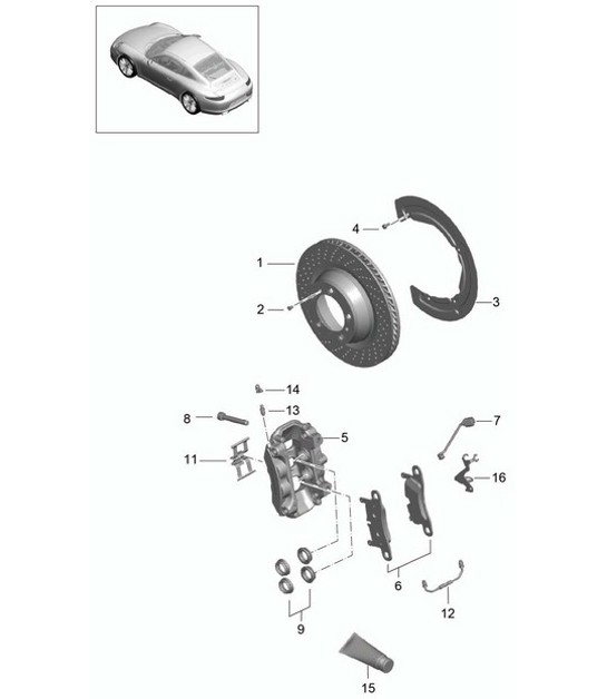 Diagram 603-001 Porsche Cayenne 9PA (955) 2003-2006 Wheels, Brakes