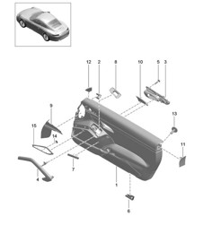 Pannello porta / Pelle / Alcantara / Inserti in alluminio, spazzolato (PR: 981, 975, XWD) 991.1 2012-16